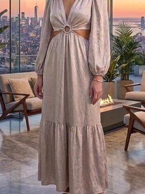 Women's Altar’d State Champagne Cutout Maxi Dress
